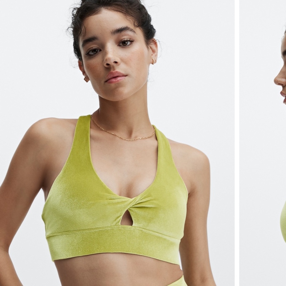 Fabletics Lime Green Twist Front Sports‎ Bra Size Large